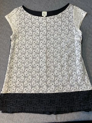 Camisa Weston Wear Mujer L Encaje Manga Corta Elastizada EE. UU. Blanca Negra Antro Top Foto 1 de 4