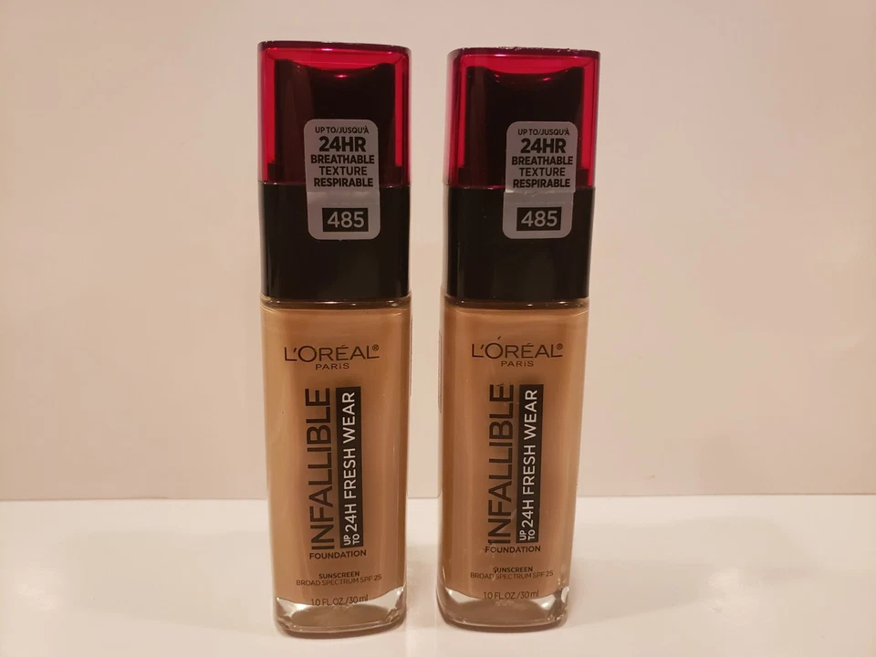 L'oreal~Lot of 2~Infallible Up-To 24H Fresh Wear Foundation w/SPF25~#485 Golden - Image 1 of 1