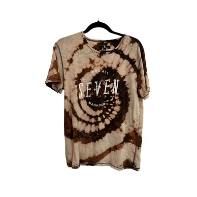 Camiseta 7 For All Mankind Marrón Tostado Tie Dye Remolino Gráfico Manga Corta Talla S Foto 1 de 4