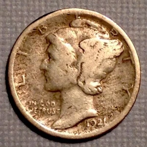 1921 Mercury Dime 10 Cents - Key Date cd - Picture 1 of 2