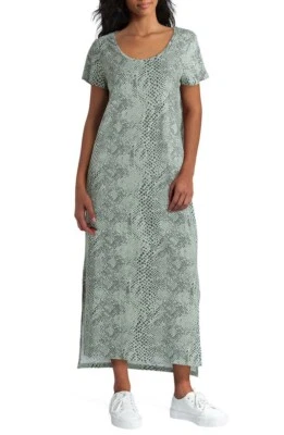 Isaac Mizrahi 短袖 Python 沙漠鼠尾草长裙 S 码全新带标签 — 第 1/3 张图片