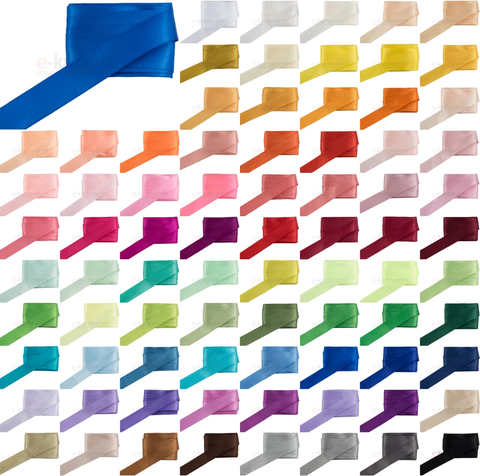 E-KURZWAREN 3mm/10m Satinband 84 Farben 0,1€/m Dekoband Geschenkband Schleifenband Deko