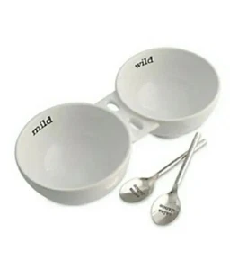 NEW Mud Pie Wild & Mild Salsa Dance Serving Bowls w/Spoons Fiesta Party Ceramic - Bild 1 von 7