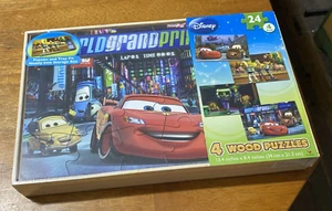 Disney Toy Story/Cars 4 Wood Jigsaw Puzzles w/Storage Box NIB - Picture 1 of 3