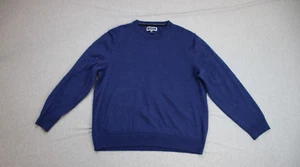 Club Room Sweater Mens 2XL Navy Blue Tight Knit Crew Neck Long Sleeve Pullover - Picture 1 of 6