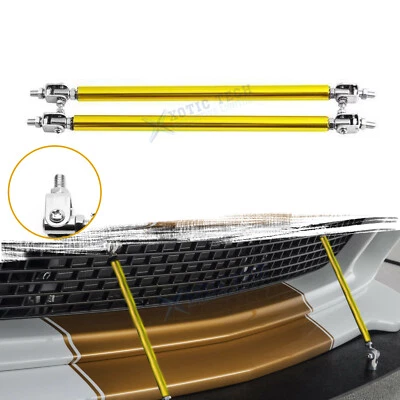 Pair of Gold 6''-9'' Adjustable Bumper Lip Splitter Diffuser Strut Rod Tie Bars - Image 1 of 4