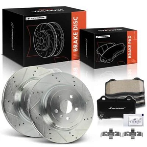 Drilled Brake Rotors & Brake Pads Rear Side for Tesla S 2012 2013 2014 2015 2016 - Foto 1 di 8