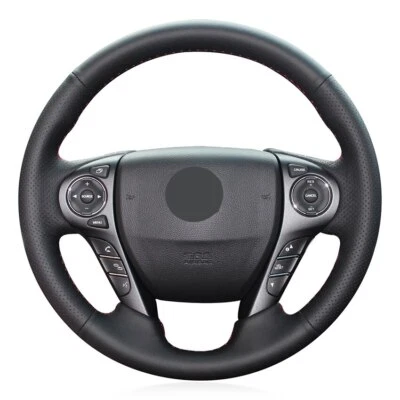 Cubierta de volante de coche de cuero napa cosida a mano para Honda Accord 9 / Crosstour Foto 1 de 4
