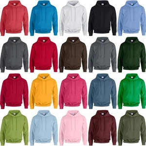 Mens Adult Gildan Heavy Blend Hoodie Hooded Plain Colour Sweatshirt Top - Picture 1 of 30
