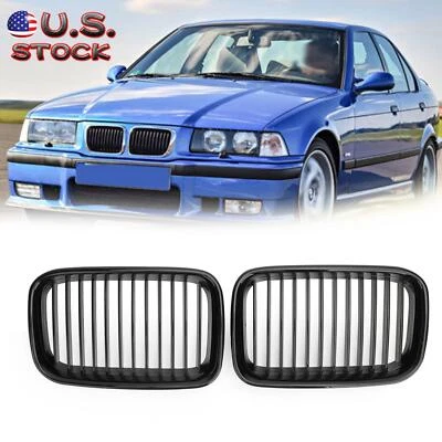 Pair Glossy Black Kidney Sport Hood Grill Grille For BMW 1992-1996 E36 318i 325i - Изображение 1 из 4