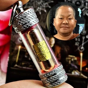 Naga Eye Leklai Gambling Money Capsule Crystal Somporn Orange Thai Amulet #17236 - Picture 1 of 8