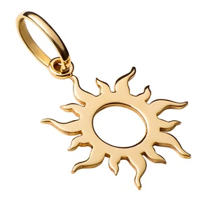 10k Pure Solid Yellow Gold Flaming Sun Laser Cut Delicate Nice Charm Pendant - Picture 1 of 6