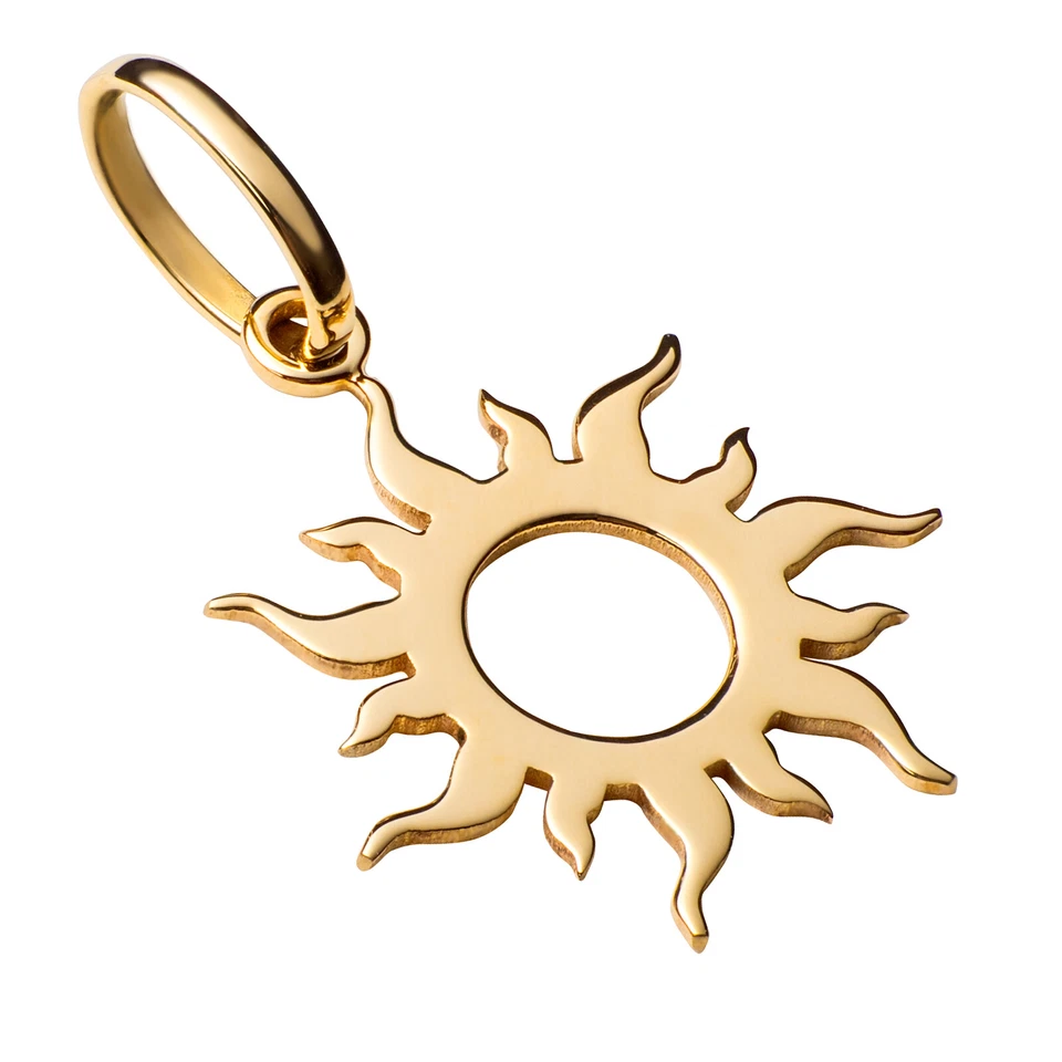 10k Pure Solid Yellow Gold Flaming Sun Laser Cut Delicate Nice Charm Pendant - Image 1 of 4