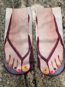 Flip Flop sankle socks Purple/White Womens ONE SIZE FITS MOST Brand new - Picture 1 of 3