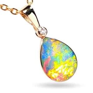 Fuego Intenso' australischer Opal & Diamant Anhänger Super Edelstein Geschenk 4,3 kt K59 - Bild 1 von 7