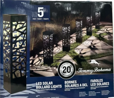 5x Tommy Bahama Square Solar Bollard Lights 20 Lumen 8hrs Night Pathway Lithing. - Image 1 of 4