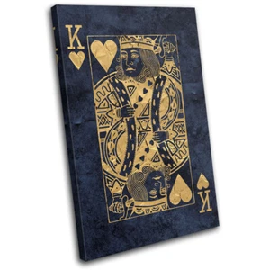 King of Hearts Shabby Chic Vintage SINGLE CANVAS WALL ART Picture Print - Picture 1 of 1