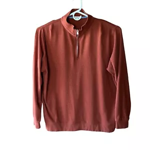 Peter Millar 1/4 Zip Mens XL Rust Red Long Sleeve Cotton Pullover - Picture 1 of 9