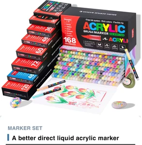 Acrylic Paint Markers Brush Pens Rock Fabric Wood Glass DIY Card Making Art - Picture 1 of 2