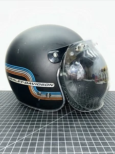 Bell / Harley Davidson Retro Tank Stripe3/4 Helmet With Wind Shield Size Small - Bild 1 von 8