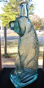 Figurales Gesicht applizierte Bärenflasche, Deep Bluish Aqua, ca. 1900er 8 - 1/4′′ - Bild 1 von 7