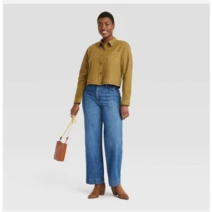 Universal Thread Women's High Waisted Wide Leg Cropped High-Rise Jeans, 12 Short - Picture 1 of 12