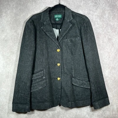 Lauren Jeans Co. Ralph Lauren Jacket Womens 14 Black Denim Pockets Academia Geek - Image 1 of 4