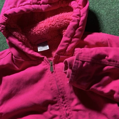 Chaqueta Carhartt Juvenil GRANDE 14 Rosa Con Capucha Sherpa Forrado Abrigo RN 13706 Foto 1 de 4