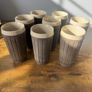Juego de 8 vasos de barril de grano de madera Rubbermaid 2480 de colección EE. UU. - Imagen 1 de 9