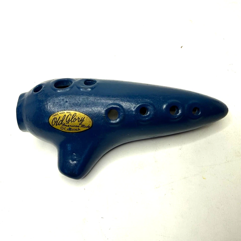 Instrumento musical vintage Old Glory feito na América azul ocarina - Imagem 1 de 1