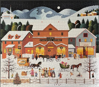 MB Hasbro Charle Wysocki 1000 Piece Puzzle Christmas Eve Complete in Exc Cond. - Image 1 of 2