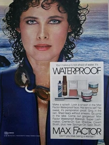 1982 Max Factor Maxi Waterproof Makeup Vintage Cosmetic Ad  - Picture 1 of 1