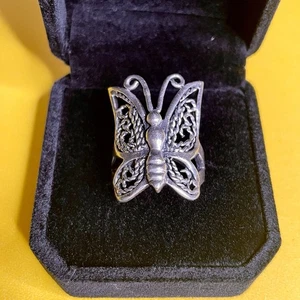 Vintage Sterling Schmetterling Ring 925 Silber filigran Größe 6,75 - Bild 1 von 8