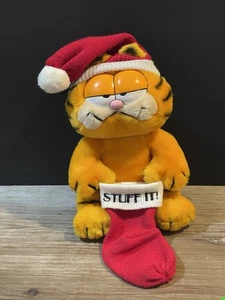 Vintage 1978 1981 Garfield Stuff It Christmas Stuffed Plush 10", Garfield Plush - Picture 1 of 14