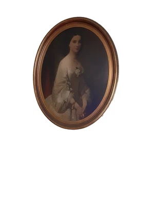 Antiguo retrato victoriano de 1900 de dama en marco ovalado victoriano. Un original. Foto 1 de 4