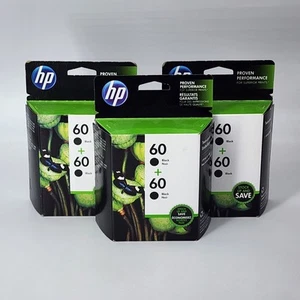 3 HP 60+60 czarny noir / podwójne opakowania / czarne wkłady atramentowe 2-pak wygasły - NOWE! - Zdjęcie 1 z 7