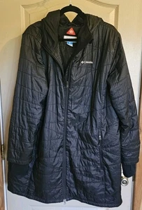 Columbia Omni Heat 2X Long Black Jacket Lightweight But Warm. Area Sewn - Picture 1 of 7