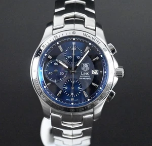 TAG HEUER LINK CHRONOGRAPH AUTO CJF2114 BLUE DIAL WATCH 42 MM (NOS & CARD) - Picture 1 of 18