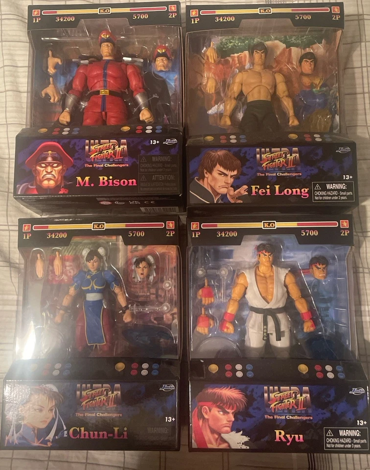 Lote (4) Juguetes Jada Street Fighter - Ryu, Fei Long, M.Bison y Chun-Li - PAQUETE Foto 1 de 4