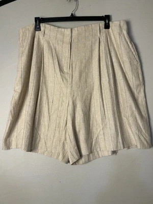 Worthington Shorts Size 20W Ivory Black Stripes NWT Pleated Flare Midi - Image 1 of 4
