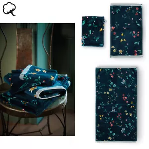 Les Fleurs Dark Blue Towel or Wash Mitt by PIP Studio - Picture 1 of 5