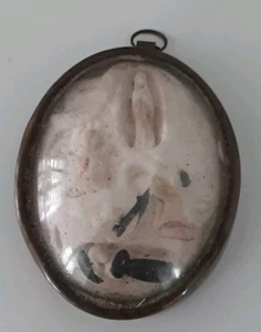 JOLI PETIT RELIQUAIRE , CADRE RELIGIEUX OVALE VERRE BOMBÉ - Foto 1 di 6
