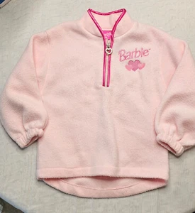 Barbie Fleece Size Small 4/5 Pink Heart Zip Jacket Embroidered kids sweatshirt - Picture 1 of 4