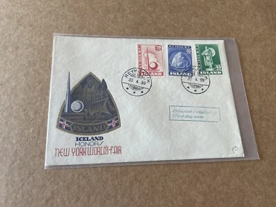 Iceland 1939 FDC +NY World's Fair #213-215 +Viking Ship Cachet +Unaddressed - Image 1 of 2