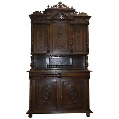 Lovely Hand Carved Solid Oak Dutch Cupboard Ornate Detailing Chest Of Drawers • 1533.19£