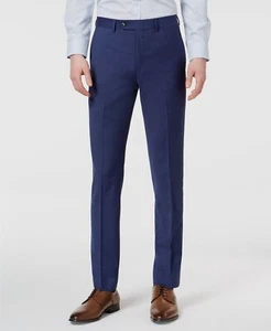 Calvin Klein Men's Blue Solid Skinny-Fit Wool Suit Separate Pants Size 40W 30L - Picture 1 of 6