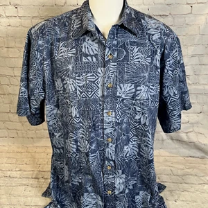 Cooke Street Honolulu Size XL Blue Reverse Print Palm Leaves Hawaiian Shirt - Picture 1 of 5