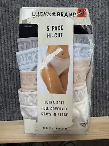 Lucky Brand Underwear Women's Medium Ultra Soft Full Coverage Hi-Cut 5-Pack New - Picture 1 of 7