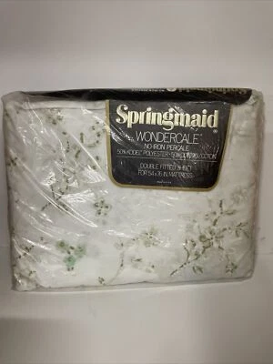 VTG NOS Springmaid Wondercale Romantic Sachet Eyelet Double Fitted Sheet - Image 1 of 4