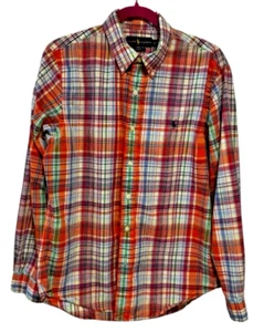 Ralph Lauren Men's LS Button down Shirt Size Large Slim Plaid Cotton Mullticolor - Picture 1 of 7